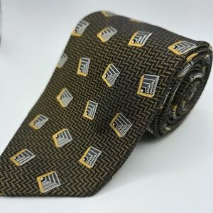 Robert‎ Talbott Best in Class Tie 100% Silk Hand Sewn USA Black Gold Geometric